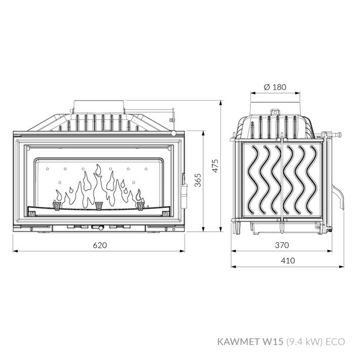 Fireplace insert KAWMET W15 (9,4 kW) ECO. Photo 12