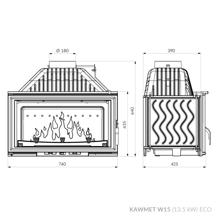 Fireplace insert KAWMET W15 (13,5 kW) ECO. Photo 12
