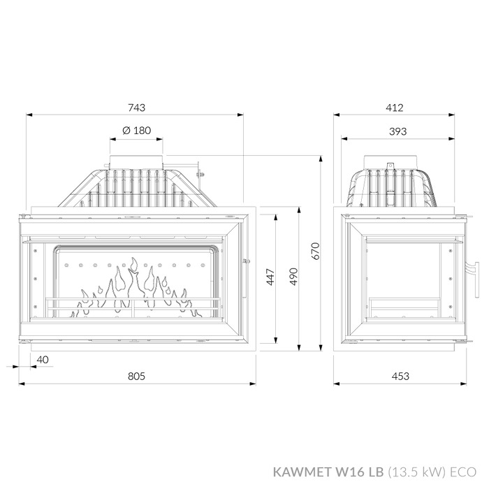 Fireplace insert KAWMET W16 LB (13,5 kW) ECO. Photo 10