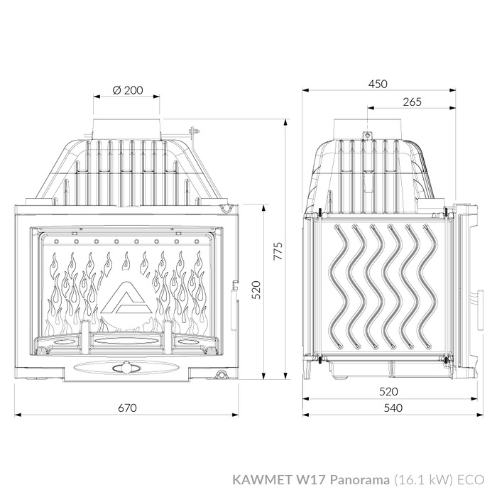 Fireplace insert KAWMET W17 Panorama (16,1 kW) ECO. Photo 10