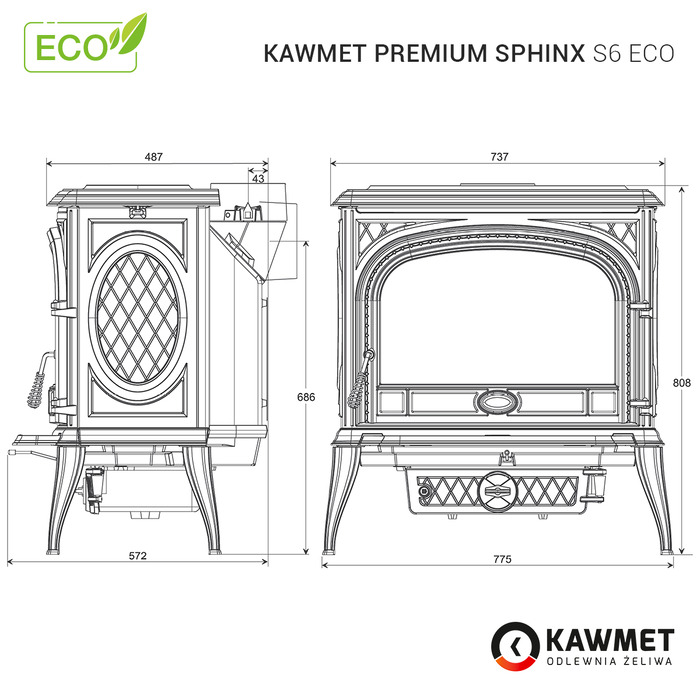 Piec wolnostojący KAWMET Premium SPHINX S6 ECO. Zdjęcia 19