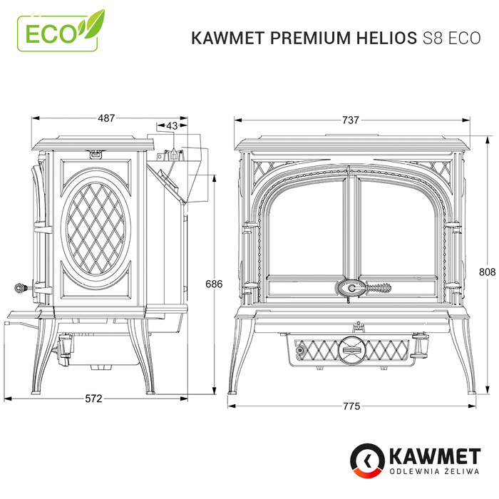 Piec wolnostojący KAWMET Premium HELIOS S8 ECO. Zdjęcia 18