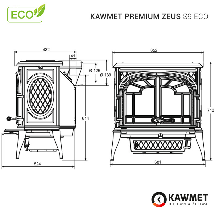 Stove KAWMET Premium ZEUS S9 ECO. Photo 22