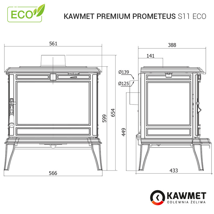 Stove KAWMET Premium PROMETEUS S11 ECO. Photo 28