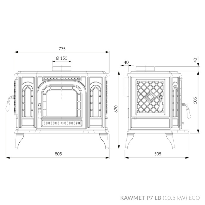 Piec wolnostojący KAWMET P7 LB (10,5 kW) ECO. Zdjęcia 12