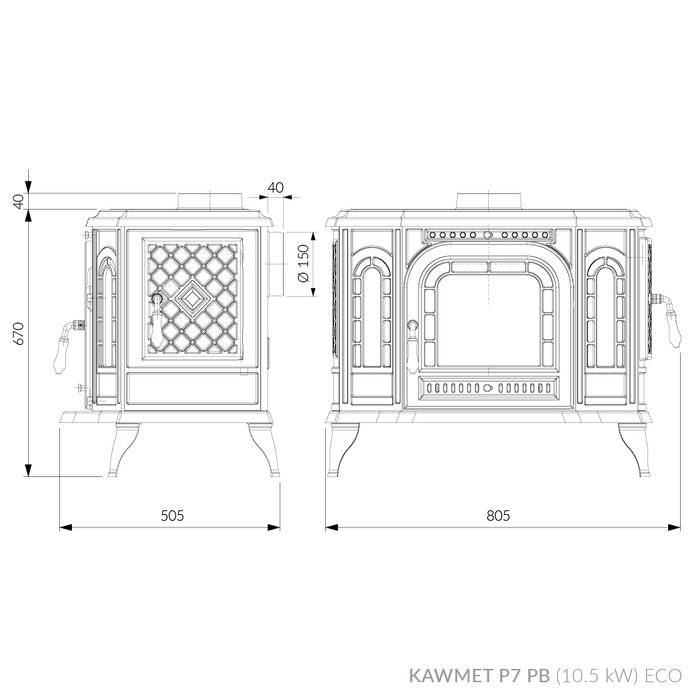 Piec wolnostojący KAWMET P7 PB (10,5 kW) ECO. Zdjęcia 12