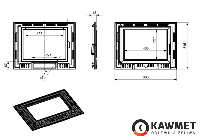Fireplace Door KAWMET W6 (685x515). Photo 3