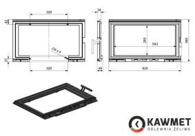 Drzwiczki kominkowe żeliwne KAWMET W15 9,4 kW (620x365). Zdjęcia 6