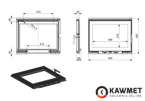Drzwiczki kominkowe żeliwne KAWMET W17 12,3 kW (600x492). Zdjęcia 6