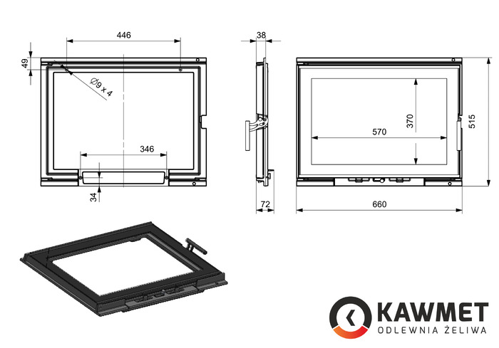 Drzwiczki kominkowe żeliwne KAWMET W17 Decor 16,1 kW (660x515). Zdjęcia 6