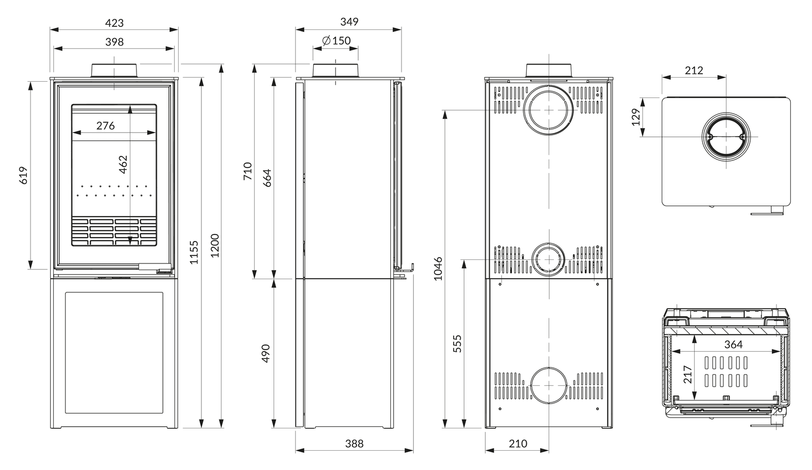 Stove KAWMET VENUS S16 L-Box ECO. Technical drawing