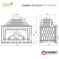 Fireplace insert KAWMET W16 BLACK (13,5 kW) ECO. Photo 8