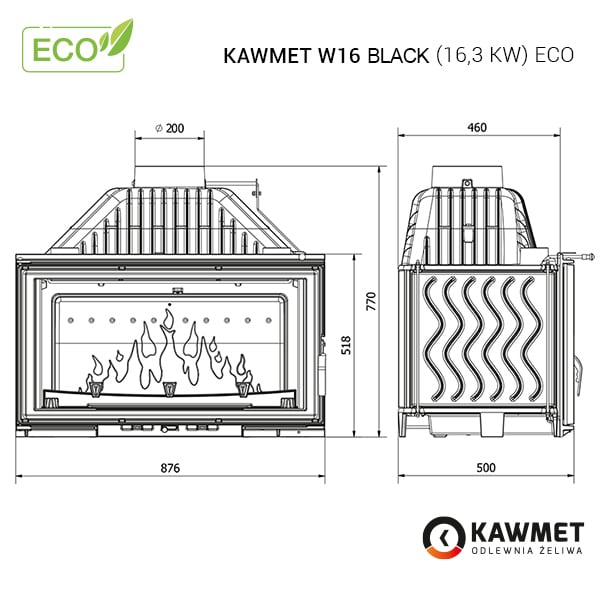 Fireplace insert KAWMET W16 BLACK (16,3 kW) ECO. Photo 8