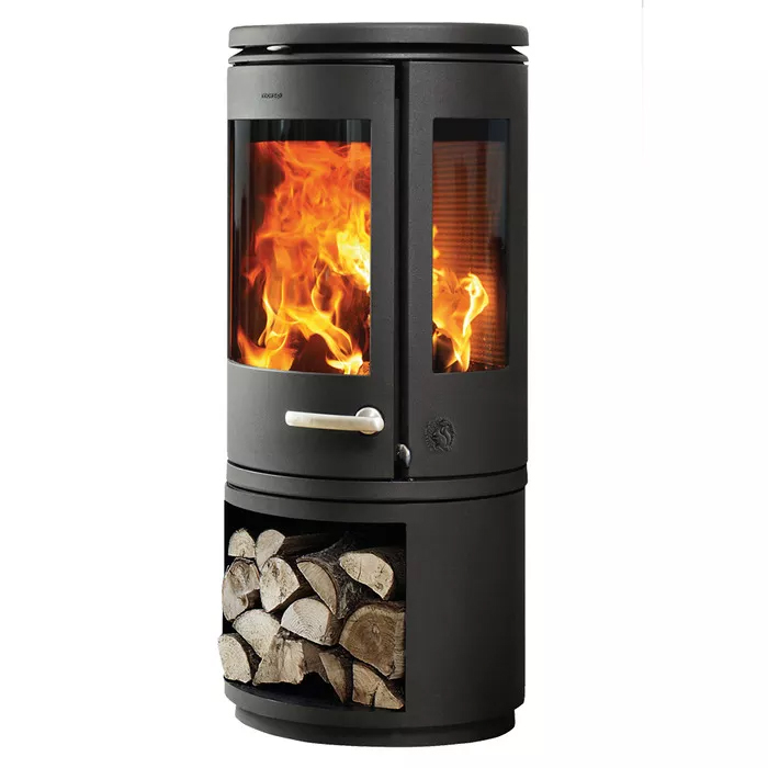 Cast iron Three Sided stove Morso 7943 with wood storage box