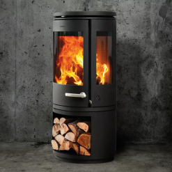 Cast iron Three Sided stove Morso 7943 with wood storage box. Photo 4