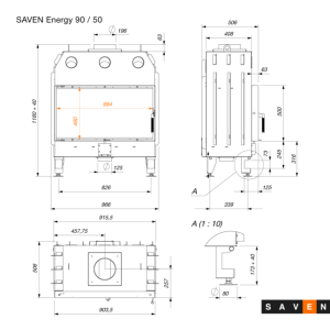 Fireplace insert SAVEN Energy 90x50 Black (19,0 kW) ECO. Photo 9