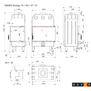 Fireplace insert SAVEN Energy 75x50x47R (15,1kW) ECO. Photo 12