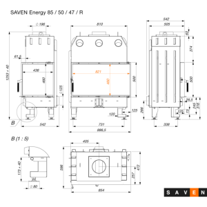 Fireplace insert SAVEN Energy 85x50x47R (17,0 kW) ECO. Photo 11