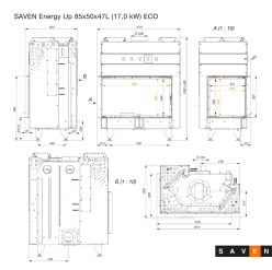 Fireplace insert SAVEN Energy Up 85x50x47L (17,0 kW) ECO. Photo 12