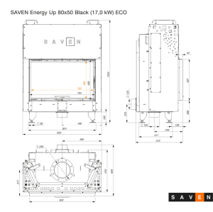 Fireplace insert SAVEN Energy Up 80x50 Black (17,0 kW) ECO. Photo 12