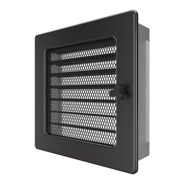 Fireplace ventilation grille SAVEN 17x17 graphite with blinds. Photo 2