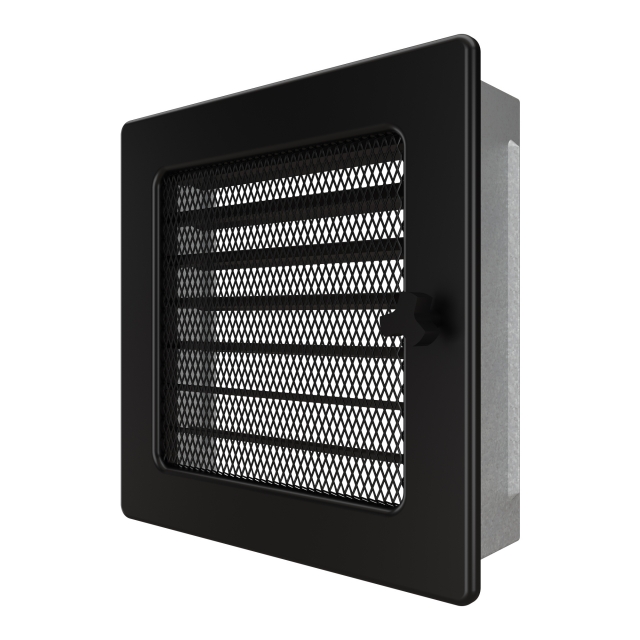 Fireplace ventilation grille SAVEN 17x17 black with blinds. Photo 2