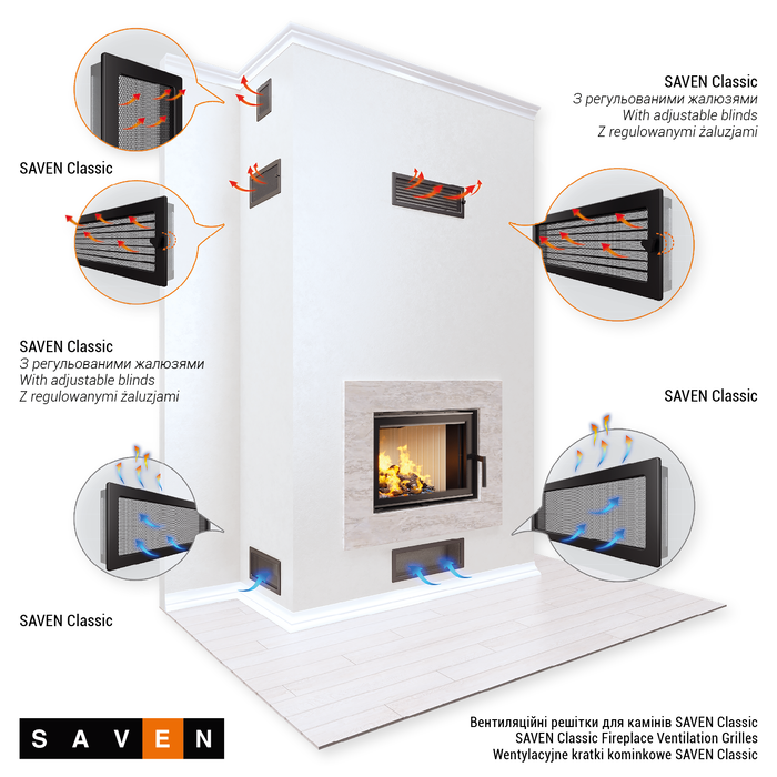 Fireplace ventilation grille SAVEN 17x37 graphite. Photo 5
