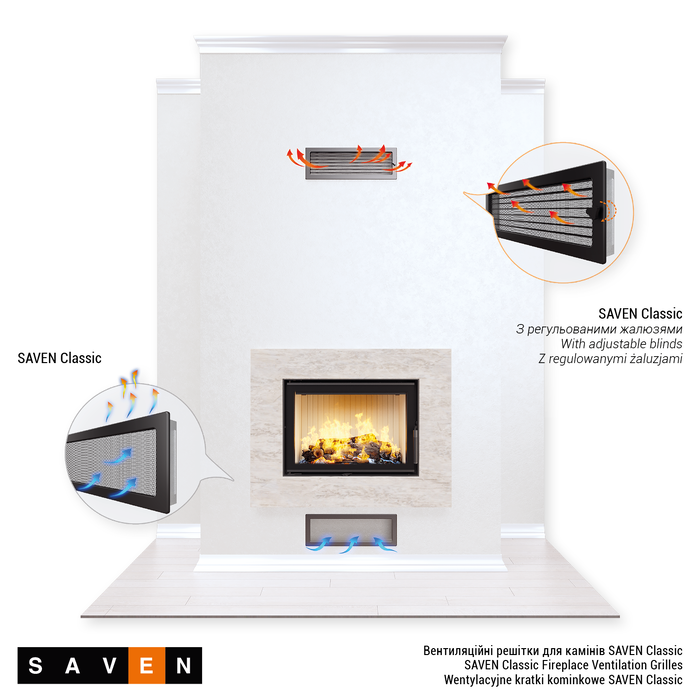 Fireplace ventilation grille SAVEN 17x37 graphite with blinds. Photo 4