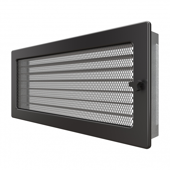 Fireplace ventilation grille SAVEN 17x37 graphite with blinds. Photo 2