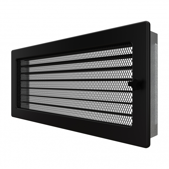 Fireplace ventilation grille SAVEN 17x37 black with blinds. Photo 2