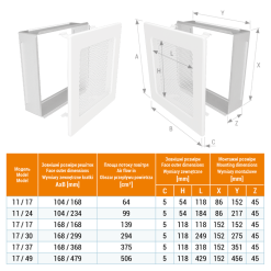 Fireplace ventilation grille SAVEN 17x49 white. Photo 3