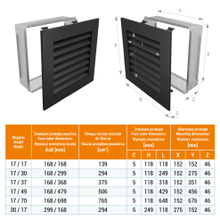 Fireplace ventilation grille SAVEN Hide 17x70 black. Photo 3